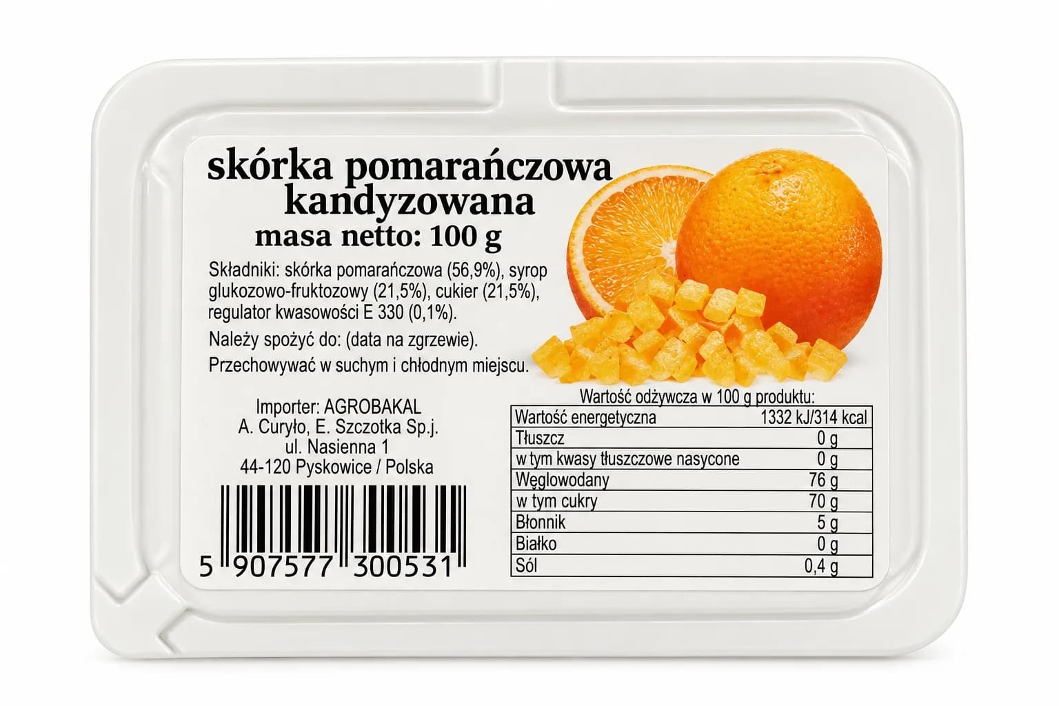 Skórka pomarańczowa kandyzowana 100 g